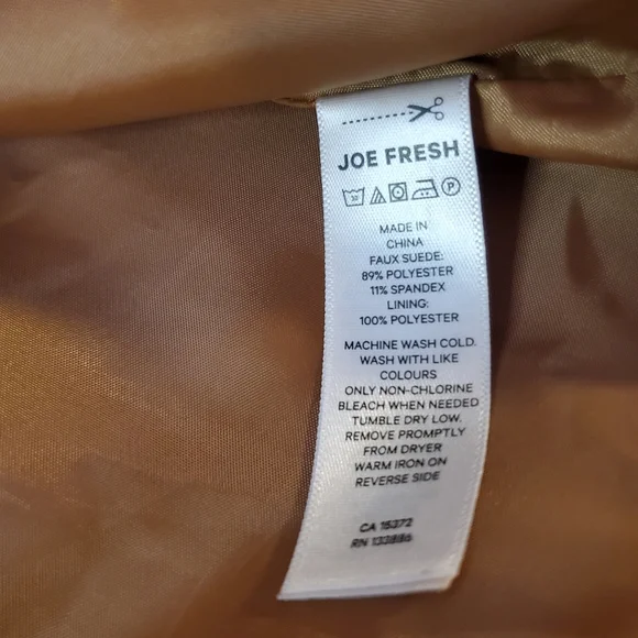 Joe Fresh Faux Suede Mini Skirt Camel Button Front Pocket Detail Size 8 - Picture 7 of 7